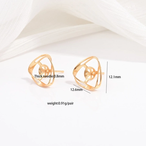 925 Sterling Zilver Driehoek Hol Geometrische Oorknopjes Basis Lege Houder Voor DIY Kunstparel Sieraden Vrouwen Accessoire