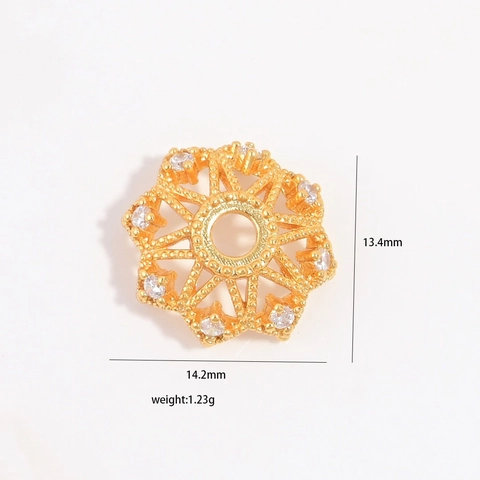 925 Sterlingsilber Hohl Blume Perlenkappen Zirkonia Eingelegt Schneeflocke Sonnenblume Spacer Für DIY Schmuckherstellung Zubehör