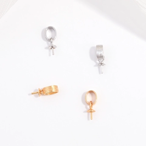 925 Sterling Silver Brushed Pin Style Pinch Bails For Artificial Pearl Pendant Connector DIY Jewelry Making Findings Accessory