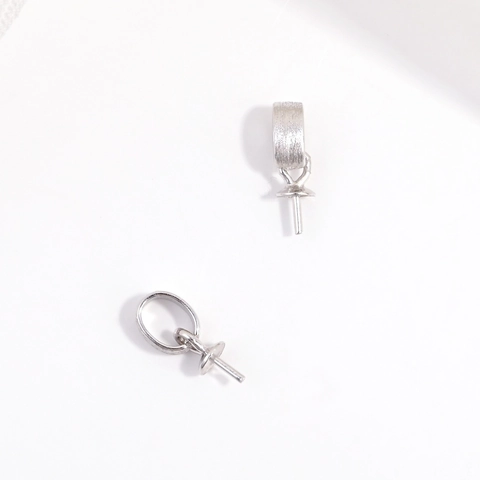 925 Sterling Silver Brushed Pin Style Pinch Bails For Artificial Pearl Pendant Connector DIY Jewelry Making Findings Accessory