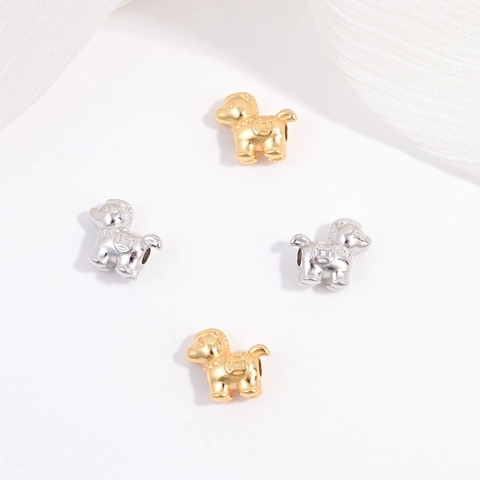 S925 Argento Sterling Cavallo Ciondolo Fortuna Moneta Perla Per Fai Da Te Braccialetto Gioielli Regalo Donna Oro Argento