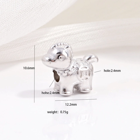 S925 Argento Sterling Cavallo Ciondolo Fortuna Moneta Perla Per Fai Da Te Braccialetto Gioielli Regalo Donna Oro Argento