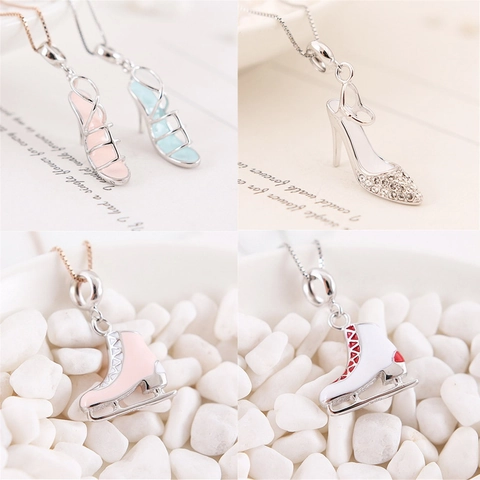 925 Sterling Zilver Hoge Hakken En Rollschaatsen Hanger Zonder Ketting Voor Dames Elegant Zirconia Emaille Mode Sieraden