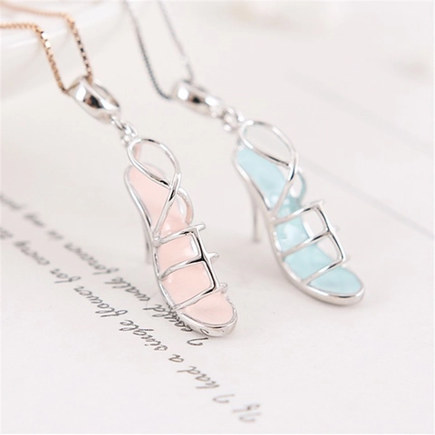 925 Sterling Zilver Hoge Hakken En Rollschaatsen Hanger Zonder Ketting Voor Dames Elegant Zirconia Emaille Mode Sieraden