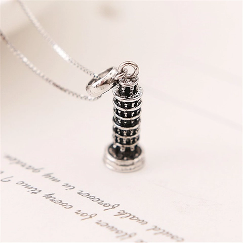 Vintage 925 Sterling Zilver Toren Van Pisa Windmolen Hanger Zonder Ketting Voor Dames Niche-ontwerp Sieraden Bedel