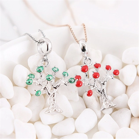 925 Sterling Zilver Levensboom Hanger Voor Vrouwen Emaille Kleurrijke Olie Druppel Fruitboom Sieraden Zonder Ketting