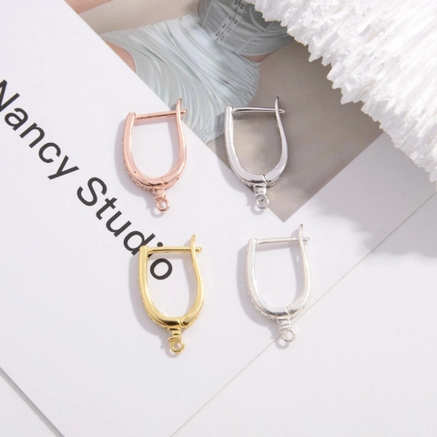 DIY Jewelry Making 925 Sterling Silver Earring Hooks Findings With Micro Zirconia U-Shape Lever Back Earring Clasp For Women