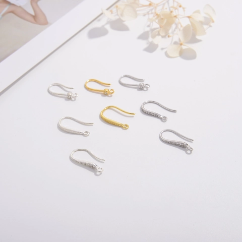 S925 Sterling Silver Earring Hooks Zirconia Inlaid U Shape Earwire For DIY Jewelry Making Components Accessory Findings