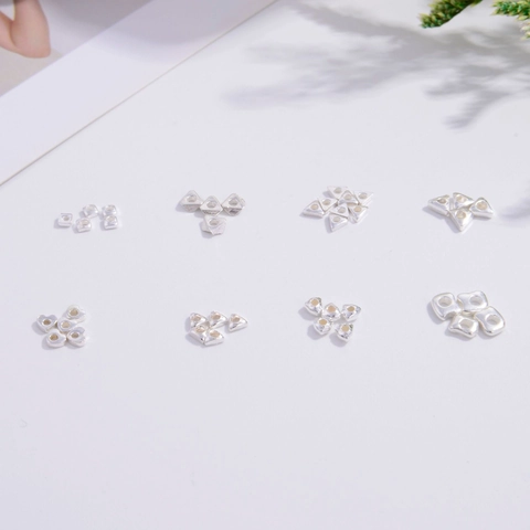 925 Sterling Silver Geometric Spacer Beads Triangle Heart Hexagon Shape For DIY Bracelet Necklace Jewelry Making Silver Beads