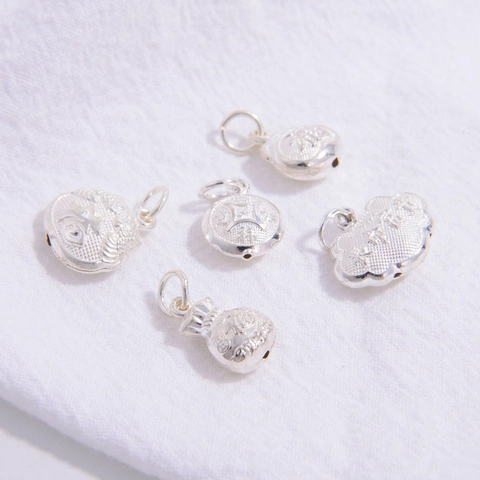 925 Sterling Silver Chinese Style Pendant Fu Fortune Bag Ruyi Lock Longevity Charm For Necklace Bracelet DIY Jewelry Making