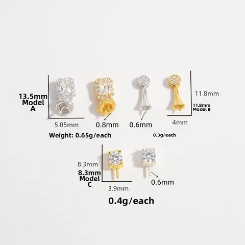 S925 Plata de Ley Cierre de Colgante Con Circonia DIY Accesorios para Collar de Perlas Conector Cuadrado de Cubito