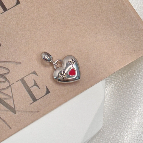 Colgante de Corazón de Plata de Ley 925 Esmalte Corona Cruz Flecha de Cupido Dijes Strass Joyería para Mujer Regalo