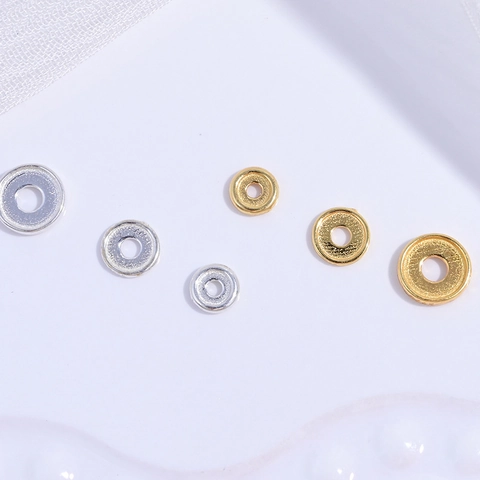 Cuentas Espaciadoras de Disco Plano Redondo de Plata de Ley 925 Textura Martillada Ultrafina Cuentas DIY para Pulsera
