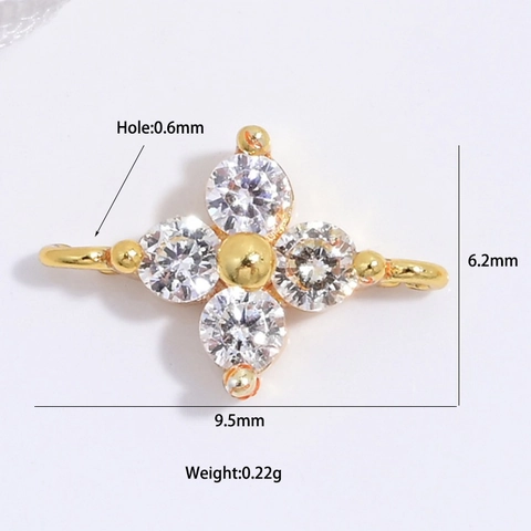 Connecteur Trèfle en Argent Sterling 925 Avec Zirconium Blanc pour la Fabrication de Bijoux Bracelet Collier DIY Femme