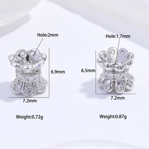 S925 Sterling Silver Flower Crown Spacer Beads Zirconia Inlaid Charm For DIY Jewelry Making Bracelet Necklace Accessories