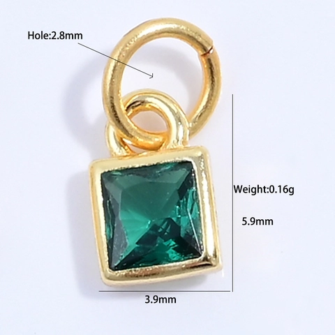 Ciondolo in Argento Sterling 925 Zirconia Quadrato Colorato Cubetto di Zucchero Charm per Fai da Te Braccialetto Collana Creazione Gioielli Donna