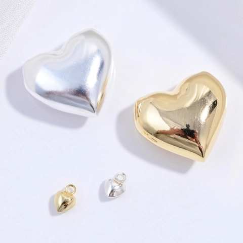 Colgante de Corazón de Plata de Ley S925 Alto Pulido Superficie de Espejo Dije de Corazón Para DIY Collar Joyería