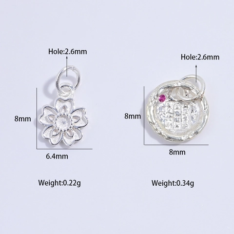 925 Sterling Silver Charms Pendants For Jewelry Making Gold Silver Plated Zirconia Floral Shell Fu Blessing Small Dainty Pendant Charms