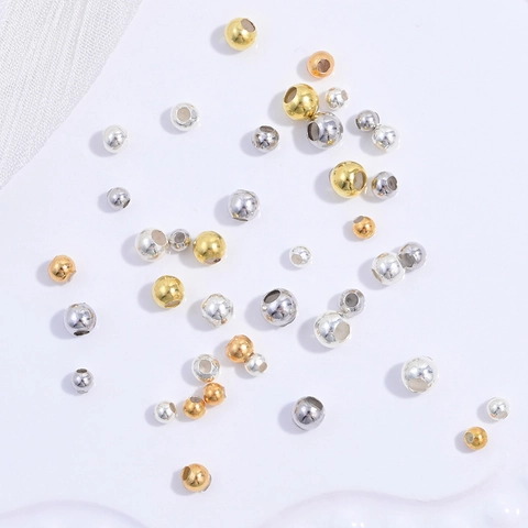 Perline di Posizionamento in Silicone Liscio in Argento Sterling S925 Tonde DIY Braccialetto Collana Perline Distanziatrici