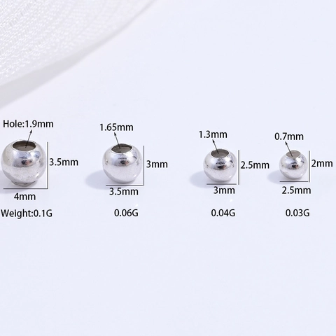 Perline di Posizionamento in Silicone Liscio in Argento Sterling S925 Tonde DIY Braccialetto Collana Perline Distanziatrici