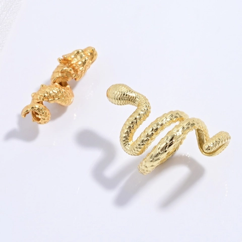 S925 Sterling Silver Gold Plated Dragon Snake Spacer Beads DIY Jewelry Making Findings Bracelet Necklace Charms Animal Pattern