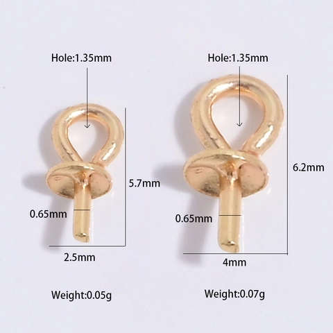 S925 Sterling Silver Pearl Cup Peg Bail Connector Round Bead Cap DIY Jewelry Findings Earring Pendant Pin Holder For Craft Making