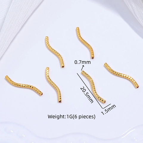 S925 Sterling Silver Faceted Curved S-Tube Spacer Beads DIY Jewelry Finding Connector For Bracelet Necklace Making Jewelry