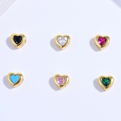 Cuenta de Amuleto de Corazón de Plata de Ley 925 Con Strass de Colores para Creación de Joyas DIY Pulsera Collar Mujer