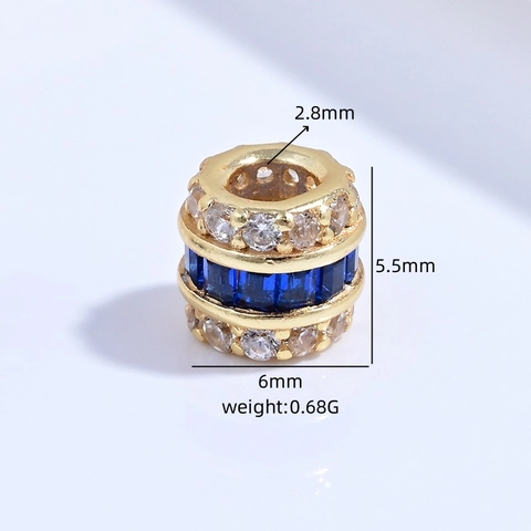 925 Sterlingsilber Rondelle Großloch-Zwischenperlen Rechteck Zirkonia Für DIY Armband Halskette Schmuckherstellung Zubehör