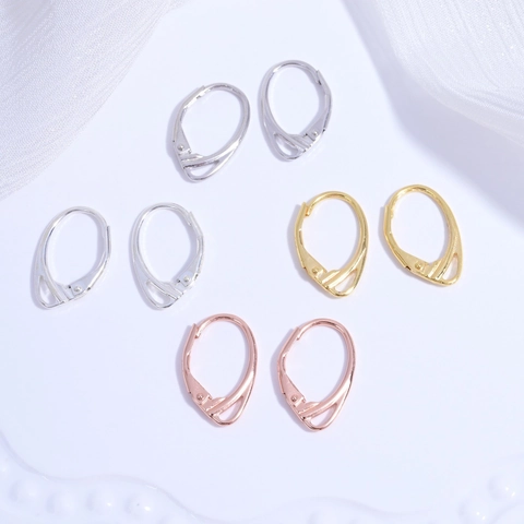 Crochets de Boucles d'Oreilles Dormeuses en Argent Sterling 925 Ovale Fil Français Fournitures de Bijoux DIY Femme