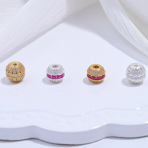 925 Sterling Silver Κοίλη Σφαίρα Διαχωριστικές Χάντρες Ρόμβος Διπλή Τρύπα DIY Κοσμήματα Χάντρες με Στρας Ρετρό Γούρια