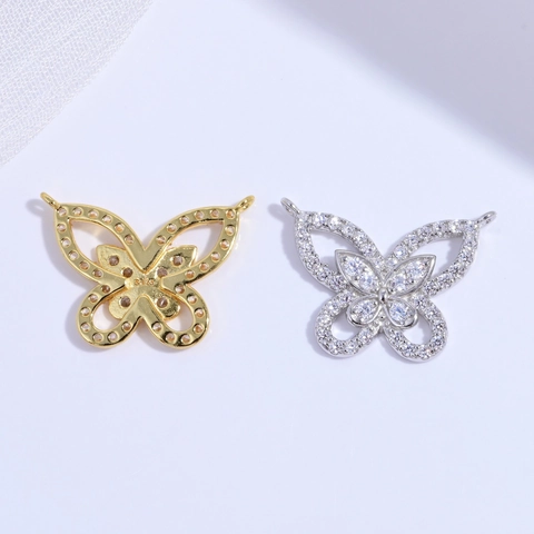 Ciondolo a Farfalla in Argento Sterling 925 Intarsiato Con Zirconia Per Donna Accessorio Per Gioielli Collana DIY Alla Moda