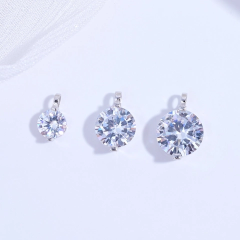 Pendentif Seul (Sans Chaîne) en Argent Sterling 925 Zirconia Rond Larme de Sirène Petit DIY Accessoires de Création de Bijoux pour Collier Bracelet Femme