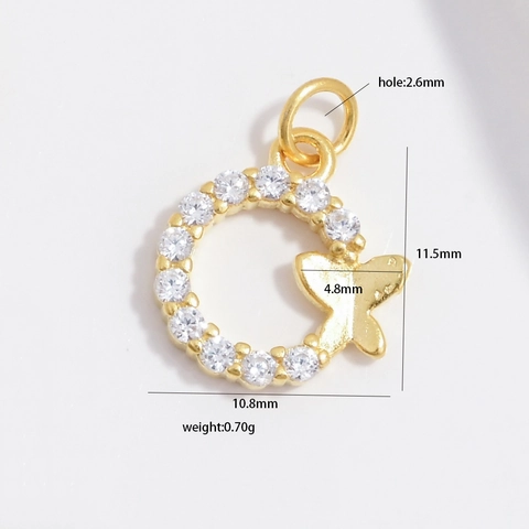 S925 Sterlingsilber Rund Kreis Schmetterling Anhänger Mit Weißem Zirkonia Gold Silber Plattiert Schmuck Für Halskette