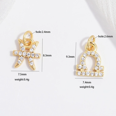 925 Sterlingsilber Tierkreiszeichen Anhänger Für Damen Vergoldet Zirkonia Eingelegt Sternzeichen Charm DIY Halskette Zubehör
