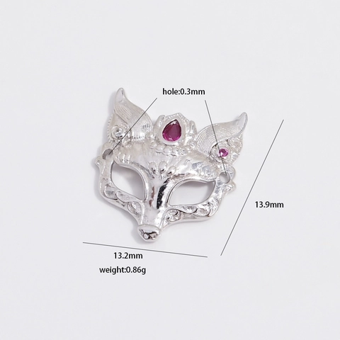 925 Sterling Zilveren Vos Masker Hanger Zonder Ketting Hol Dier Gezicht Zirkonia Goud Zilver Sieraden Voor Dames