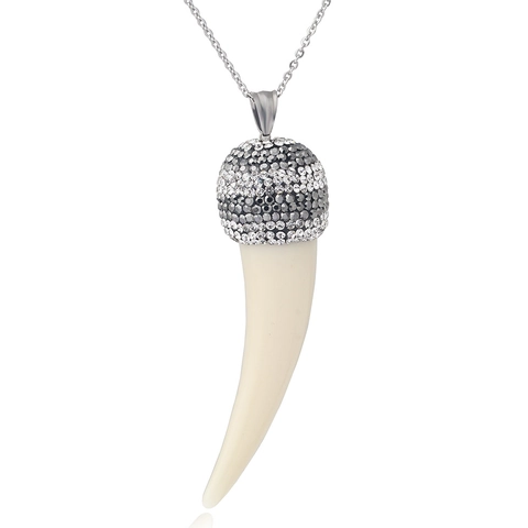 Mode Horn Anhänger Halskette Mit Hundert Sprachen Ich Liebe Dich Projektion Harz Edelstahl Strass Schmuck Für Damen