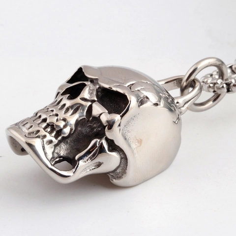 Collar Con Colgante De Calavera Punk Vintage Para Hombre Acero Inoxidable Joyería Biker Gótica Regalo Halloween