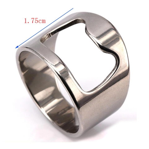 304 Stainless Steel Bottle Opener Ring For Men Polished Minimalist Beer Bottle Lid Opener Versatile Fashion Finger Ring Jewelry