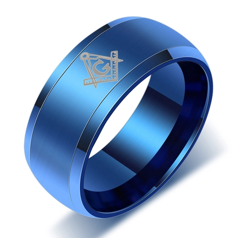 Men's Stainless Steel Masonic Ring Brushed Finish Square And Compasses Freemasonry Signet Band Ring Jewelry Gift