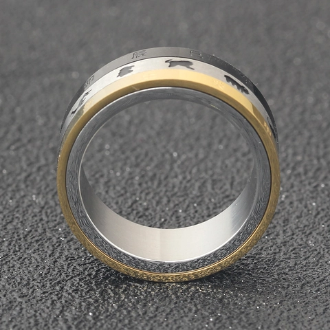 Creative 12 Zodiac Rotatable 304 Stainless Steel Ring Triple Layer Black Silver Gold Chinese Sign Spinner Band Ring Unisex Jewelry