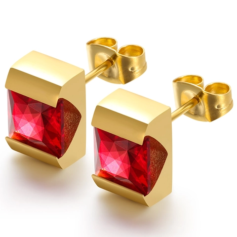 304 Stainless Steel Square Zirconia Stud Earrings For Women Men Minimalist Geometric Electroplated Inlaid Jewelry Earring