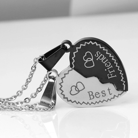 Best Friends Herz Anhänger Halskette Edelstahl Gravierte Buchstaben Herz Puzzle Kette Für Damen Freundschaft Schmuck