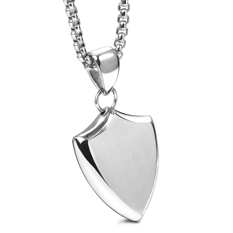Collana Con Pendente a Scudo in Acciaio Inossidabile Minimalista Per Uomo Collana Geometrica a Triangolo in Metallo Spazzolato Oro Argento Catena a Scatola