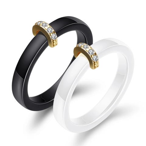 Minimalistischer Keramikring Mikro Eingelegt Zirkonia Vergoldeter Kupferbandring Für Damen Paare Hochzeit Modeschmuck Geschenk