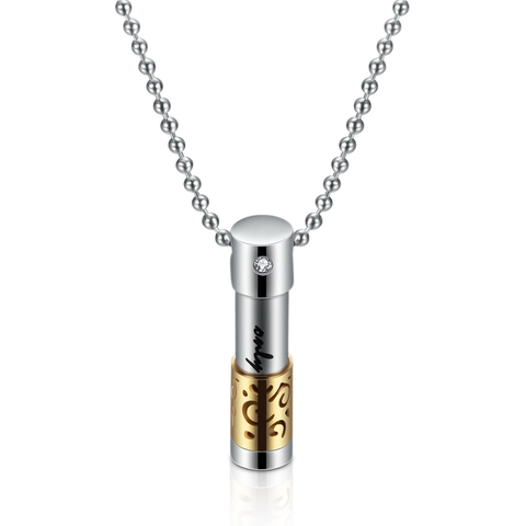 Edelstahl Zylinder Parfümflasche Halskette Für Damen Herren Hohl Filigran Gravierte Urne Anhänger Aromatherapie Ätherisches Öl Schmuck