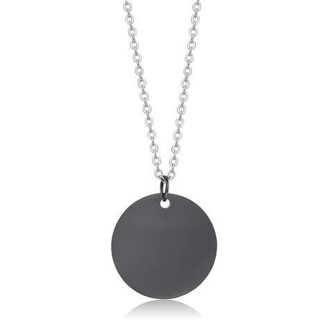 Minimalist Stainless Steel Round Pendant Necklace Plain ID Tag For Kids Elderly Fashion Mirror Polish Blank Jewelry Gift