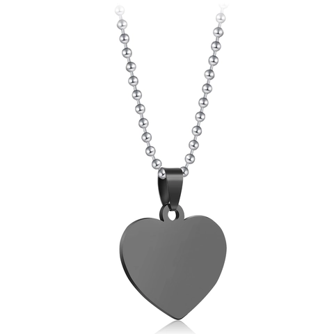Minimalist 304 Stainless Steel Blank Dog Tag Necklace Heart Round Square Bone Pendant Engravable Military Tag For Men Women