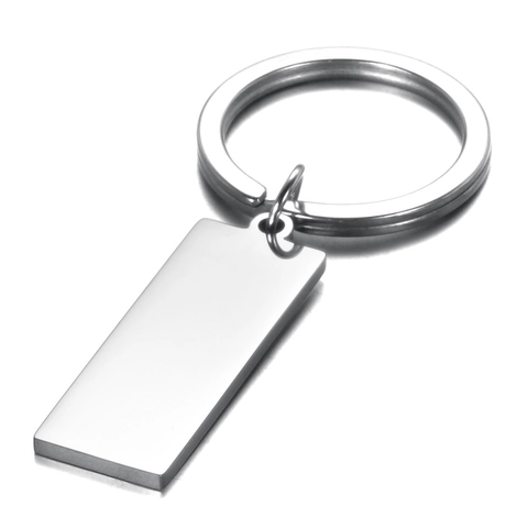 Portachiavi Minimalista in Acciaio Inossidabile Con Targhetta Rettangolare Vuota Per Uomo Donna Regalo Fai Da Te Lucido a Specchio Moda