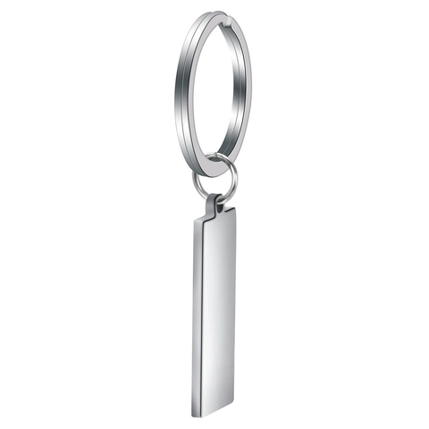 Portachiavi Minimalista in Acciaio Inossidabile Con Targhetta Rettangolare Vuota Per Uomo Donna Regalo Fai Da Te Lucido a Specchio Moda